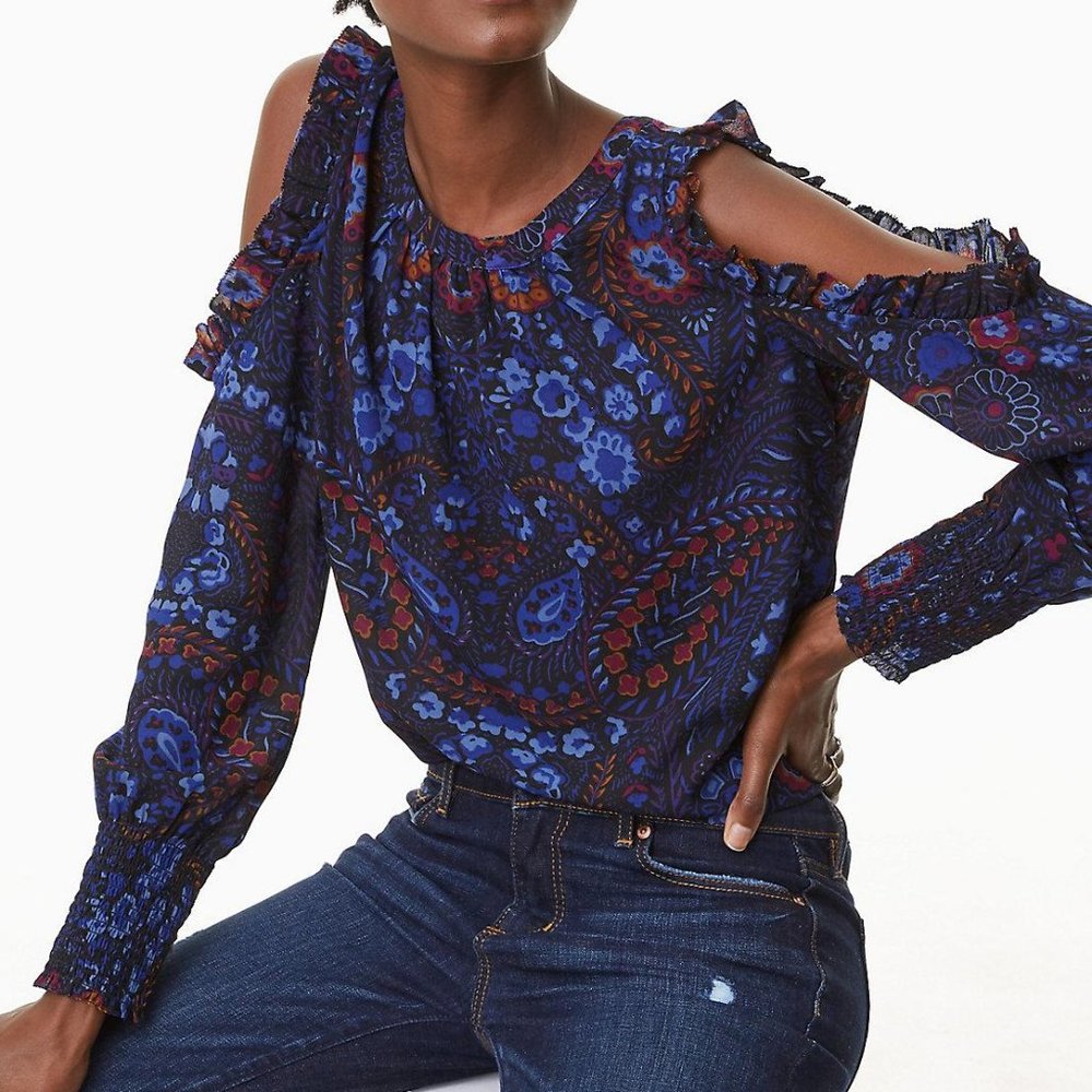 Paisley Cold Shoulder Top by LOFT